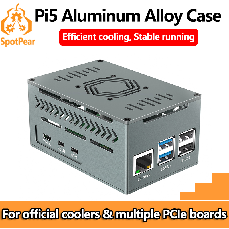 Argon One V3 M.2 Nvme Case - Raspberry Pi 5, Aluminium-Metallgehäuse mit Kühler,