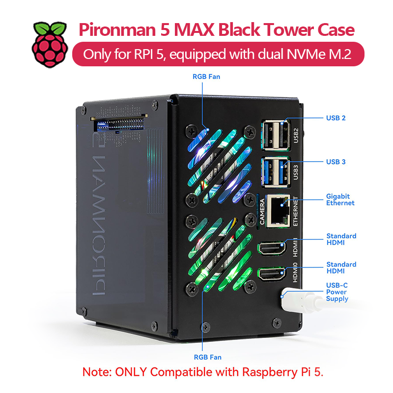 Pironman 5 MAX, Schwarzes Towe – Argon One V3 M.2 Nvme Case Bewertung und Preis